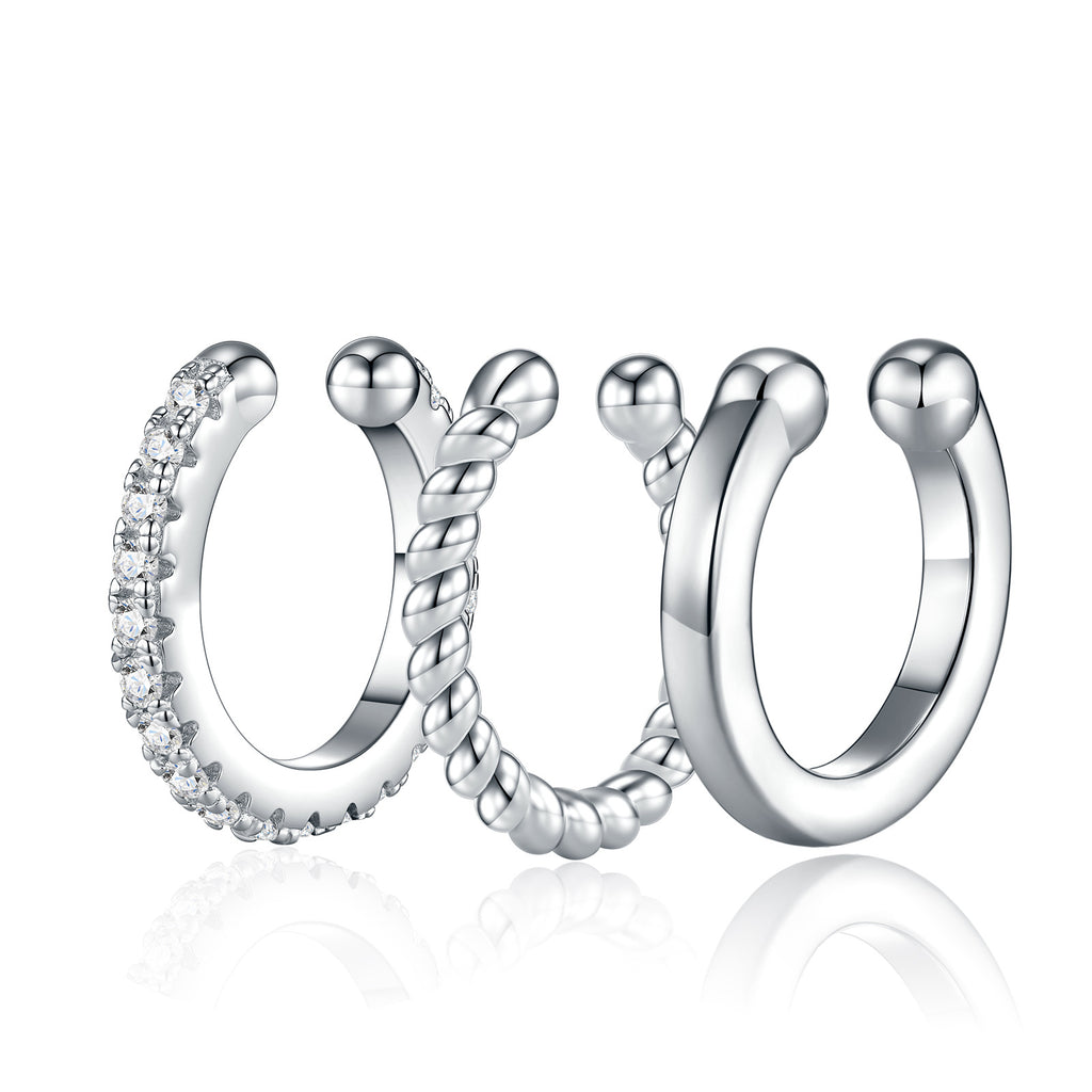 C-Shape Ear Bone Clip Set - S925 Silver Non-Piercing Earrings - Moisse & Silver Co.