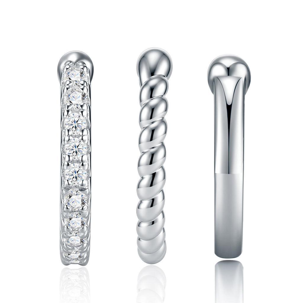 C-Shape Ear Bone Clip Set - S925 Silver Non-Piercing Earrings - Moisse & Silver Co.