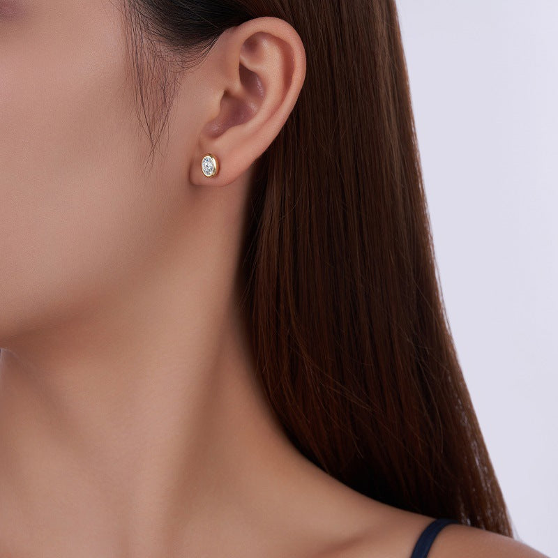 INS Gold Moissanite Earrings - 925 Silver 18K Gold Plated - Moisse & Silver Co.