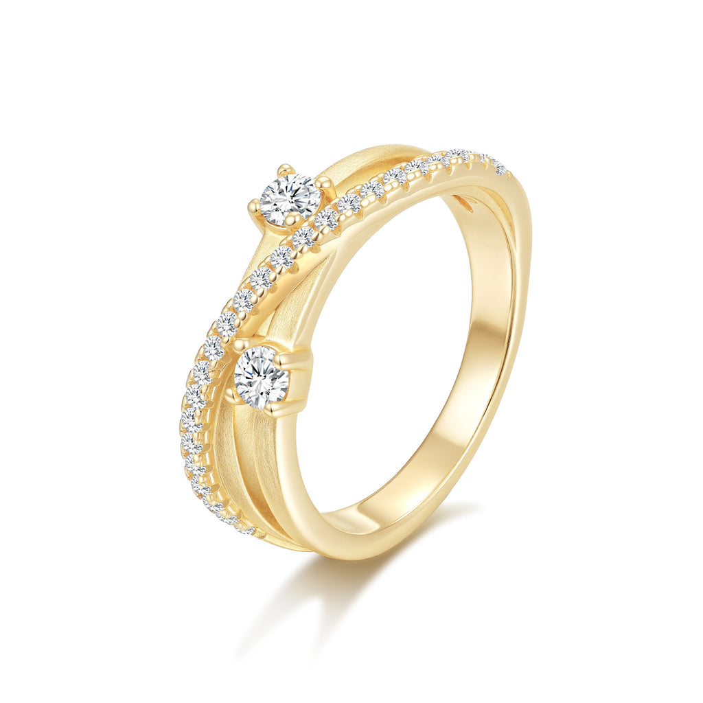 Italian Brushed Heart Moissanite Ring in 14K Gold Plated 925 Silver | Moisse & Silver Co. | #60 - Moisse & Silver Co.
