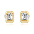 Italian Brushed Luxury Moissanite Earrings - 14K Gold Plated 925 Sterling Silver | MS-G108 in 14K Gold Plated 925 Silver | Moisse & Silver Co. - Moisse & Silver Co.