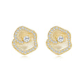 Italian Brushed Minimalist Luxury Floral Moissanite Earrings - 14K Gold Plated 925 Sterling Silver | MS-G29 in 14K Gold Plated 925 Silver | Moisse & Silver Co. - Moisse & Silver Co.