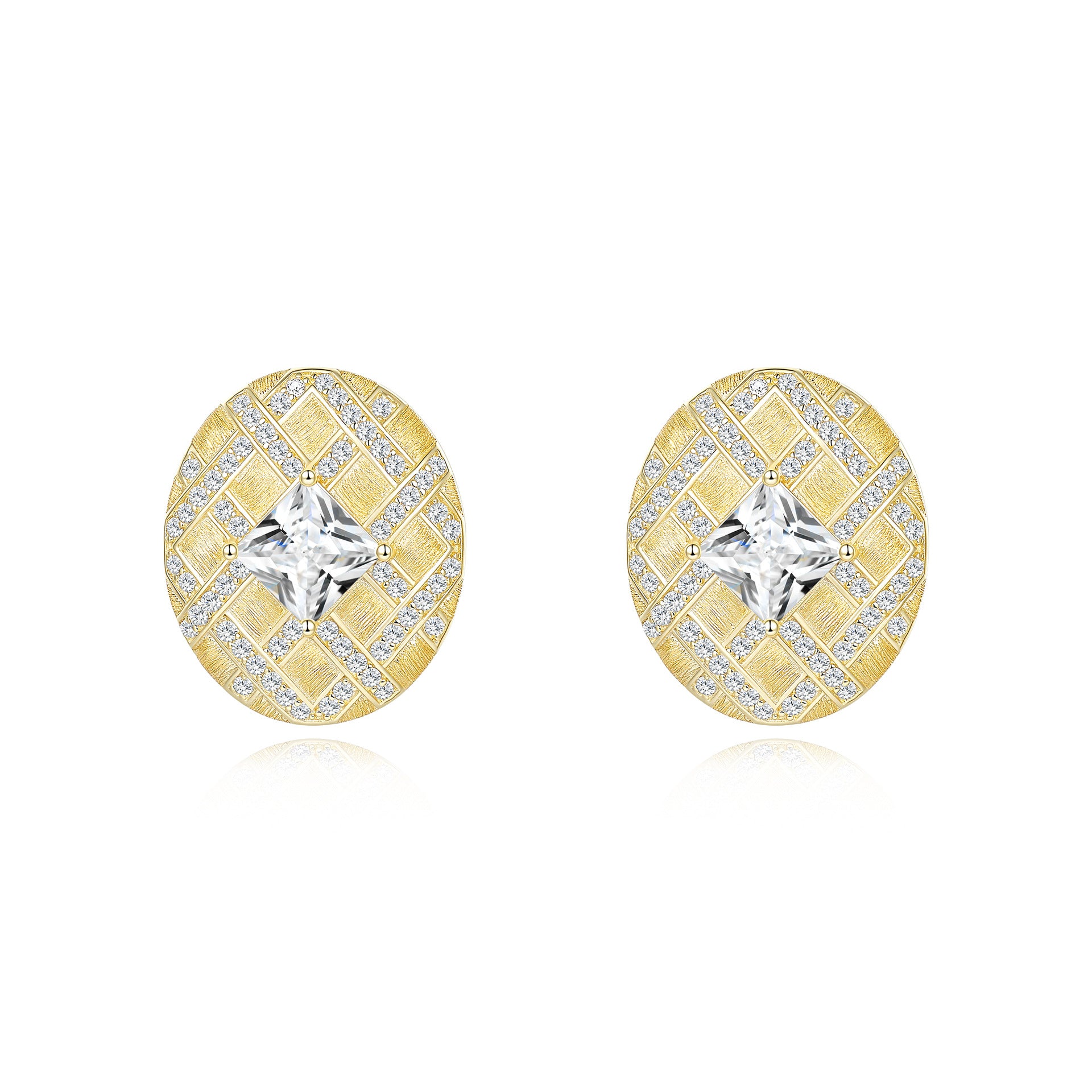 Italian Brushed Minimalist Radiant Cut Moissanite Ring in 14K Gold Plated 925 Silver | Moisse & Silver Co. | #53 - Moisse & Silver Co.