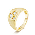Italian Brushed Moissanite Ring in 14K Gold Plated 925 Silver | Moisse & Silver Co. | #46 - Moisse & Silver Co.