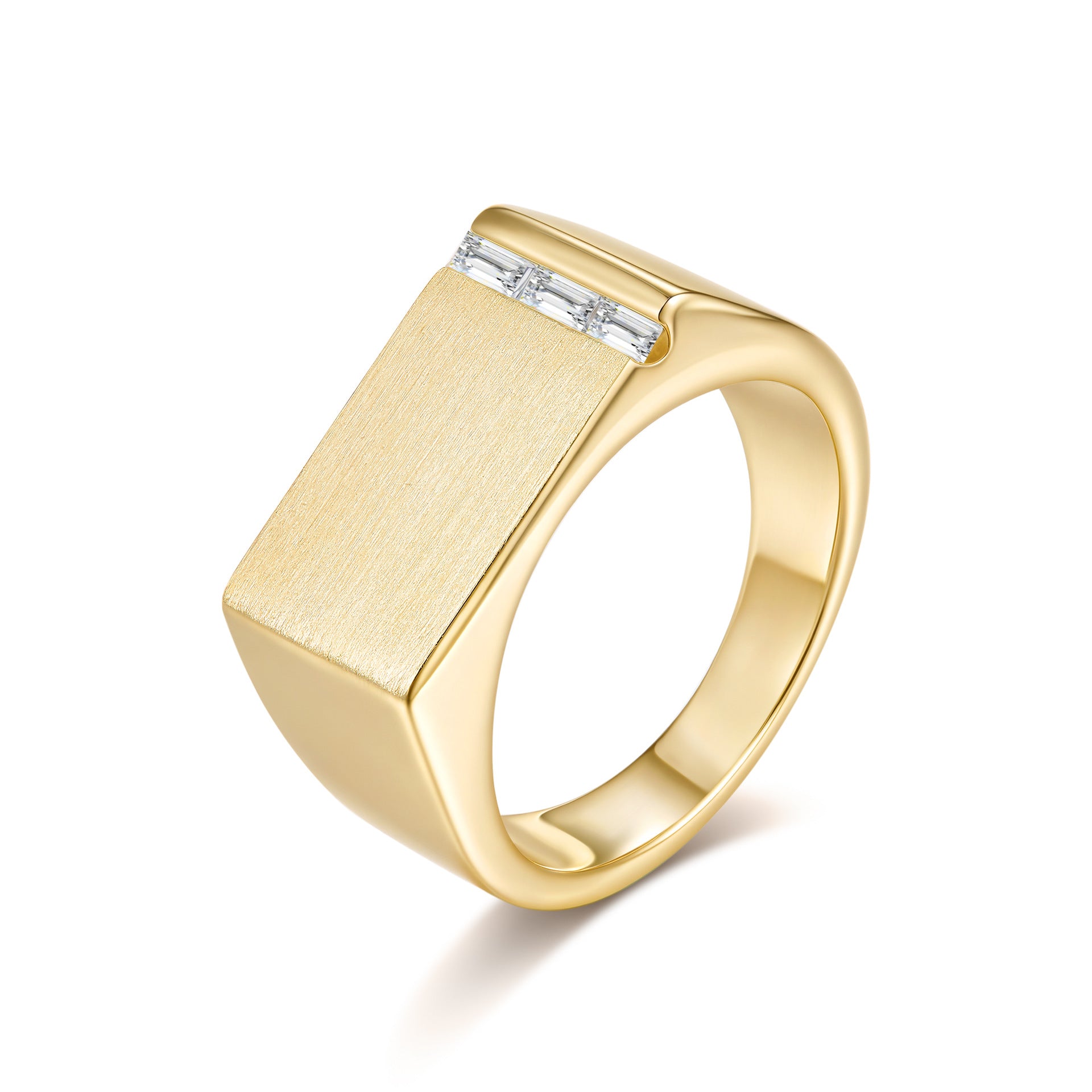 Italian Brushed Radiant Cut Moissanite Ring in 14K Gold Plated 925 Silver | Moisse & Silver Co. | #72 - Moisse & Silver Co.
