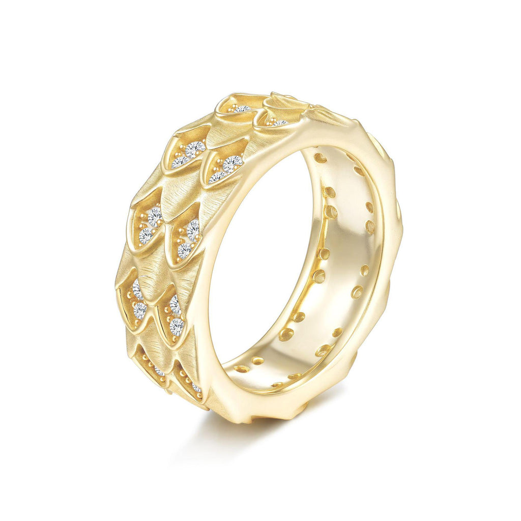 Italian Brushed Minimalist Moissanite Ring in 14K Gold Plated 925 Silver | Moisse & Silver Co. | #52 - Moisse & Silver Co.