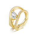 Italian Brushed Luxury Pear Cut Moissanite Ring in 14K Gold Plated 925 Silver | Moisse & Silver Co. | #59 - Moisse & Silver Co.
