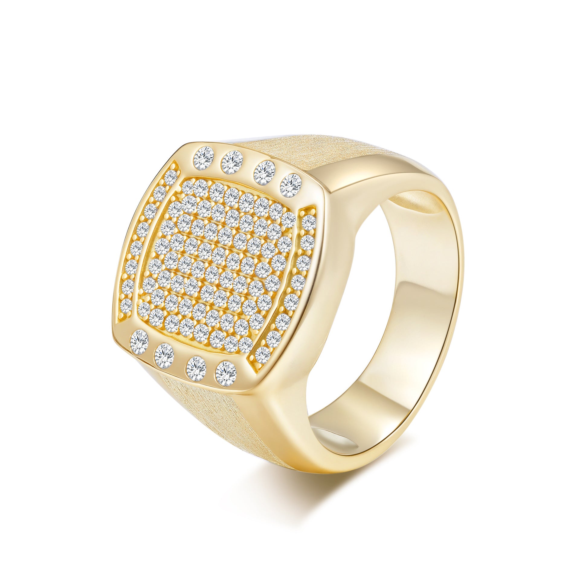 Italian Brushed Radiant Cut Moissanite Ring in 14K Gold Plated 925 Silver | Moisse & Silver Co. | #72 - Moisse & Silver Co.