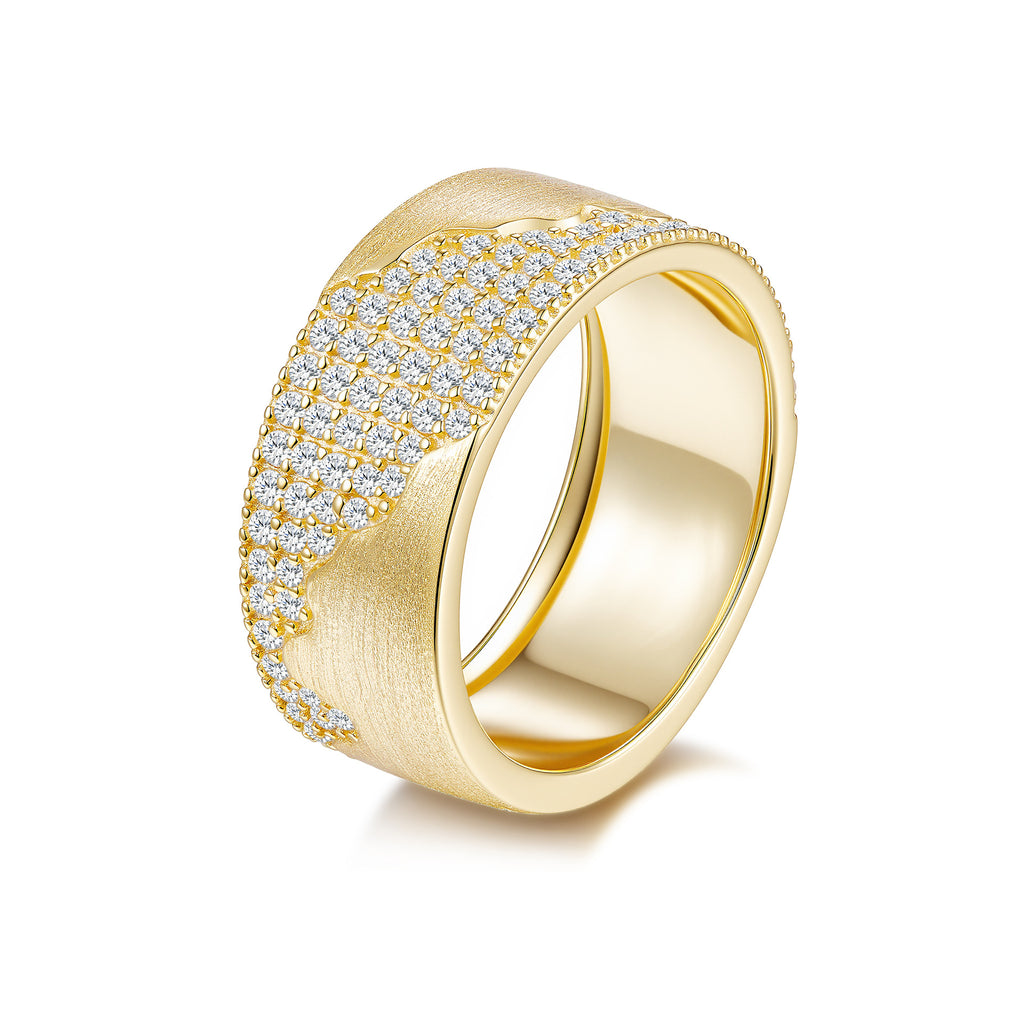 Italian Brushed Star Moissanite Ring in 14K Gold Plated 925 Silver | Moisse & Silver Co. | #129 - Moisse & Silver Co.