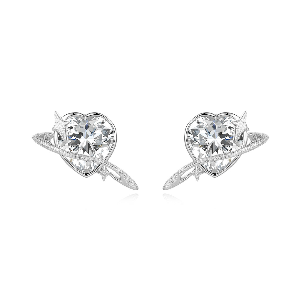 Italian Brushed Moissanite Earrings - 925 Silver - Moisse & Silver Co.