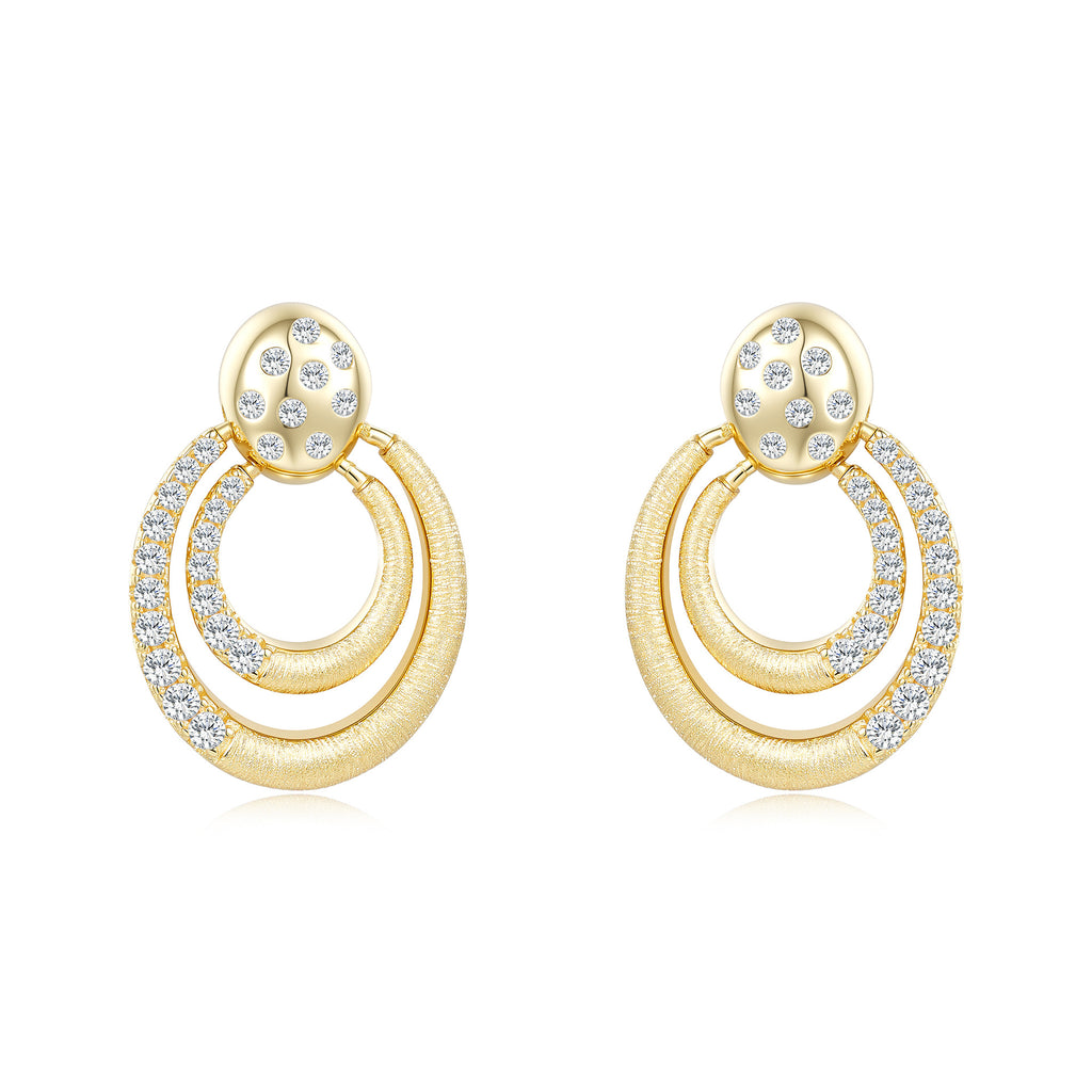 Italian Brushed Moissanite Earrings - 14K Gold Plated 925 Sterling Silver | MS-G98 in 14K Gold Plated 925 Silver | Moisse & Silver Co. - Moisse & Silver Co.