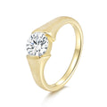 Italian Brushed Vintage Minimalist Luxury Moissanite Ring in 14K Gold Plated 925 Silver | Moisse & Silver Co. | #130 - Moisse & Silver Co.