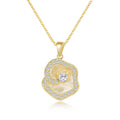Vintage Minimalist Round Brilliant Floral Moissanite Necklace in 14K Gold Plated 925 Silver | Moisse & Silver Co. | #42 - Moisse & Silver Co.