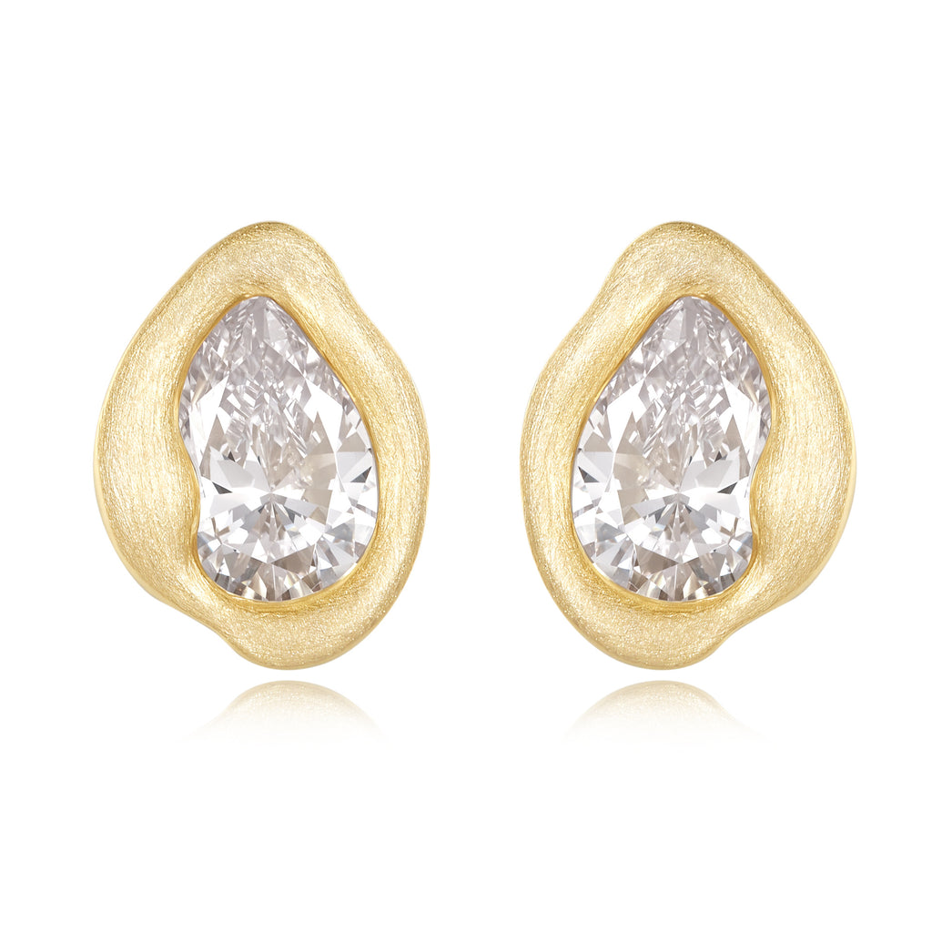 Italian Brushed Minimalist Luxury Moissanite Ring - 14K Gold Plated 925 Sterling Silver | MS-G4 in 14K Gold Plated 925 Silver | Moisse & Silver Co. - Moisse & Silver Co.