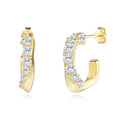 Italian Brushed Minimalist Luxury Moissanite Earrings - 14K Gold Plated 925 Sterling Silver | MS-G123 in 14K Gold Plated 925 Silver | Moisse & Silver Co. - Moisse & Silver Co.