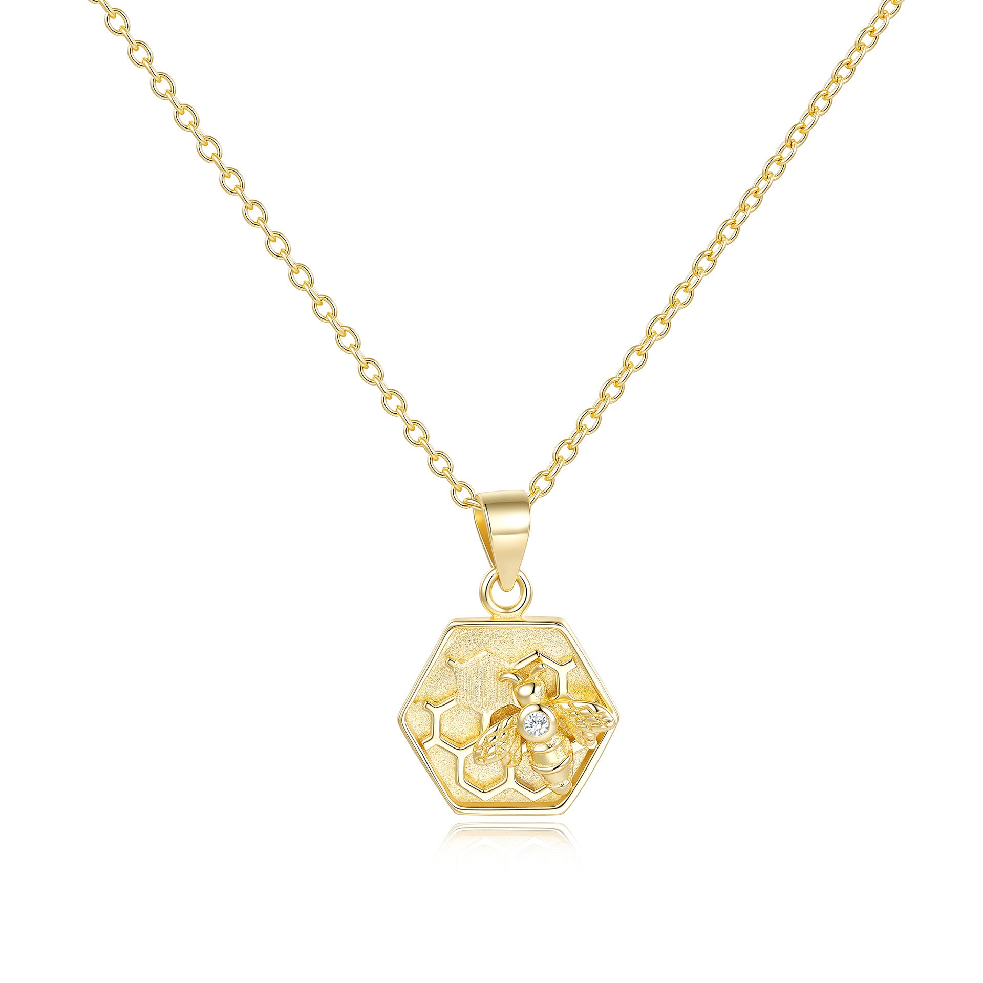 Italian Brushed Minimalist Luxury Moissanite Necklace in 14K Gold Plated 925 Silver | Moisse & Silver Co. | #104 - Moisse & Silver Co.