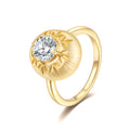 Italian Brushed Vintage Luxury Floral Moissanite Ring in 14K Gold Plated 925 Silver | Moisse & Silver Co. | #89 - Moisse & Silver Co.