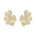 Italian Brushed Luxury Floral Moissanite Earrings - 14K Gold Plated 925 Sterling Silver | MS-G3 in 14K Gold Plated 925 Silver | Moisse & Silver Co. - Moisse & Silver Co.