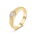Italian Brushed Round Brilliant Moissanite Ring in 14K Gold Plated 925 Silver | Moisse & Silver Co. | #90 - Moisse & Silver Co.