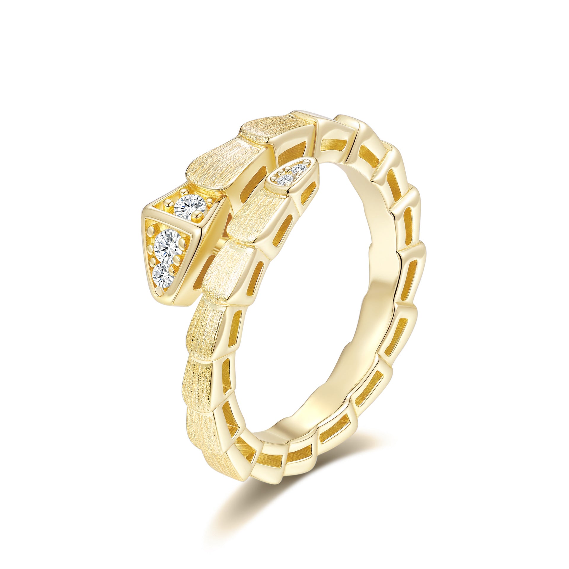 Italian Brushed Vintage Luxury Moissanite Ring in 14K Gold Plated 925 Silver | Moisse & Silver Co. | #18 - Moisse & Silver Co.