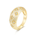 Italian Brushed Vintage Luxury Floral Moissanite Ring in 14K Gold Plated 925 Silver | Moisse & Silver Co. | #37 - Moisse & Silver Co.