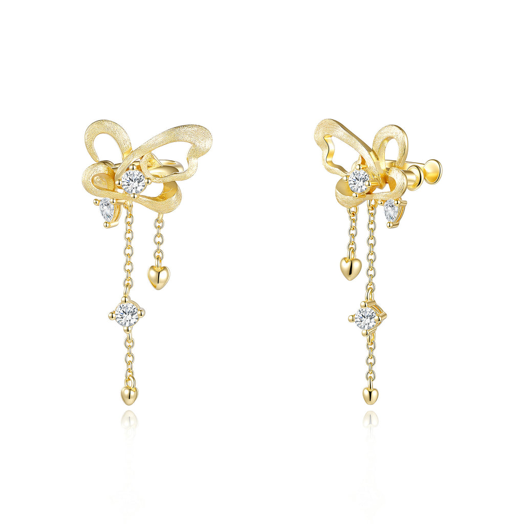 Italian Brushed Moissanite Earrings - 14K Gold Plated 925 Sterling Silver | MS-G96 in 14K Gold Plated 925 Silver | Moisse & Silver Co. - Moisse & Silver Co.