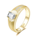 Italian Brushed Luxury Moissanite Ring in 14K Gold Plated 925 Silver | Moisse & Silver Co. | #78 - Moisse & Silver Co.