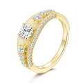 Italian Brushed Vintage Luxury Moissanite Ring in 14K Gold Plated 925 Silver | Moisse & Silver Co. | #134 - Moisse & Silver Co.