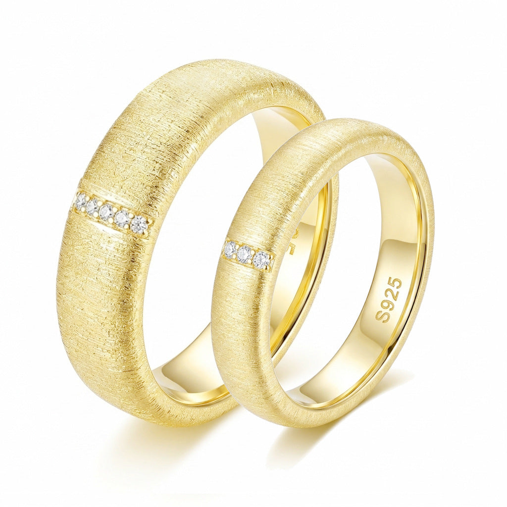 Italian Brushed Minimalist Luxury Moissanite Ring in 14K Gold Plated 925 Silver | Moisse & Silver Co. | #19 - Moisse & Silver Co.