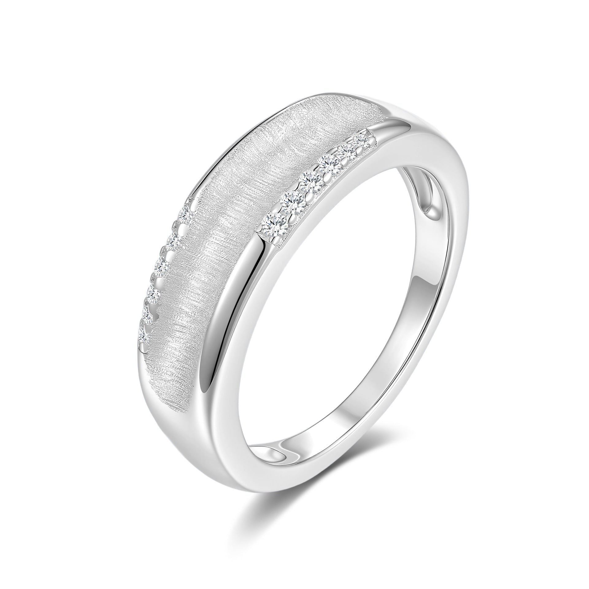 Italian Brushed Minimalist Star Moissanite Ring in 14K Gold Plated 925 Silver | Moisse & Silver Co. | #148 - Moisse & Silver Co.