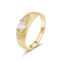 Oval Cut 1ct Moissanite Italian Brushed Ring 14K Gold in 14K Gold Plated 925 Silver | Moisse & Silver Co. - Moisse & Silver Co.