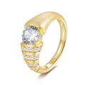 Italian Brushed Luxury Moissanite Ring in 14K Gold Plated 925 Silver | Moisse & Silver Co. | #126 - Moisse & Silver Co.