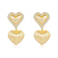 Italian Brushed Minimalist Luxury Heart Moissanite Earrings in 14K Gold Plated 925 Silver | Moisse & Silver Co. | #73 - Moisse & Silver Co.