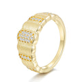 Italian Brushed Vintage Minimalist Luxury Moissanite Ring in 14K Gold Plated 925 Silver | Moisse & Silver Co. | #137 - Moisse & Silver Co.