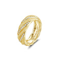 Italian Brushed Minimalist Luxury Floral Moissanite Ring in 14K Gold Plated 925 Silver | Moisse & Silver Co. | #39 - Moisse & Silver Co.