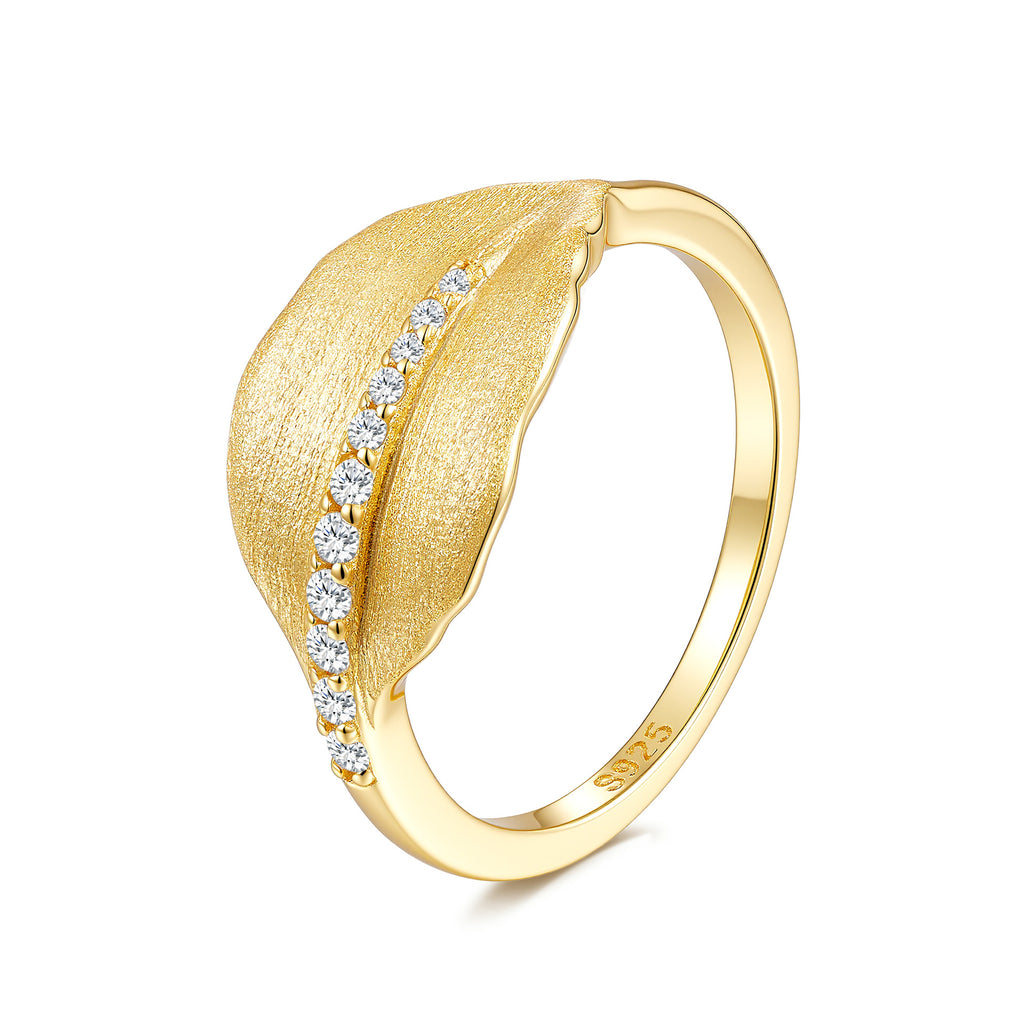 Italian Brushed Vintage Luxury Moissanite Ring in 14K Gold Plated 925 Silver | Moisse & Silver Co. | #99 - Moisse & Silver Co.