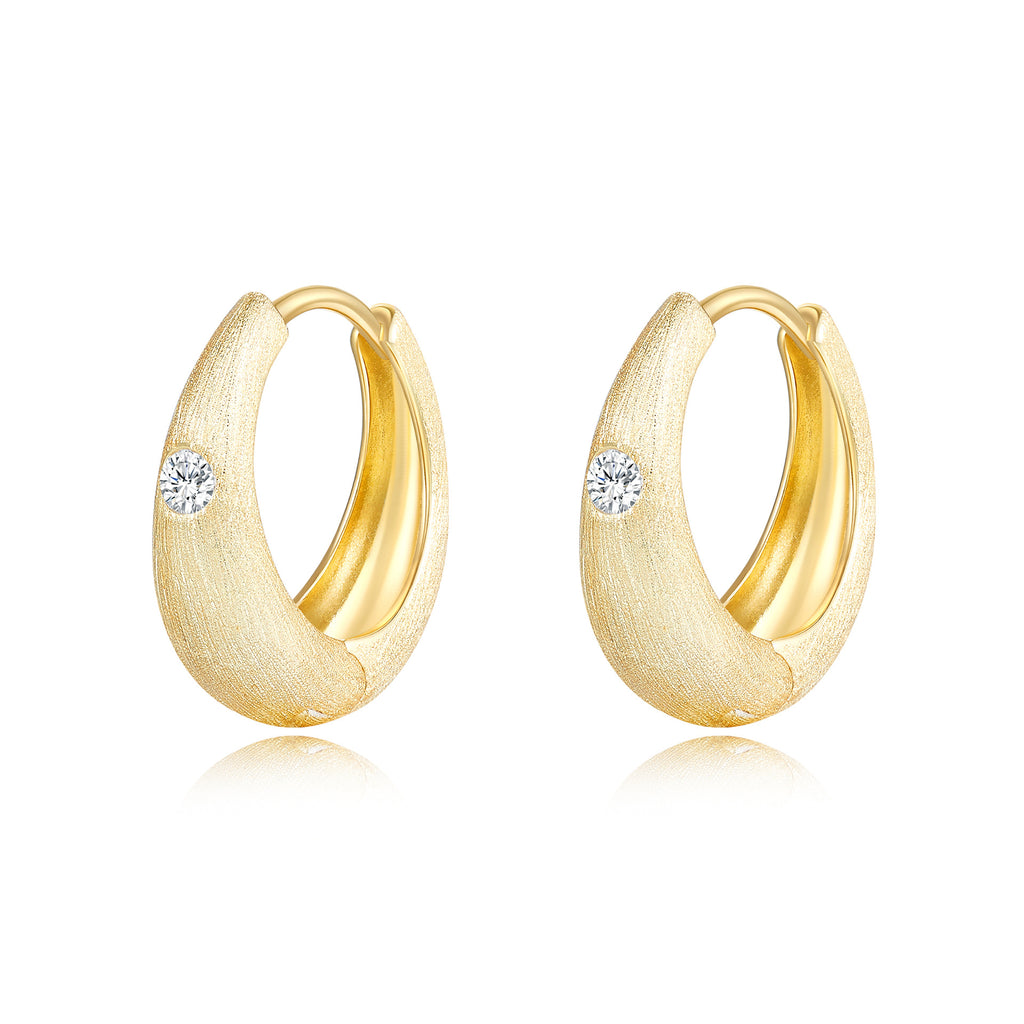 Italian Brushed Luxury Moissanite Earrings in 14K Gold Plated 925 Silver | Moisse & Silver Co. | #8 - Moisse & Silver Co.
