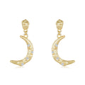 Italian Brushed Minimalist Luxury Star Moissanite Earrings in 14K Gold Plated 925 Silver | Moisse & Silver Co. | #94 - Moisse & Silver Co.