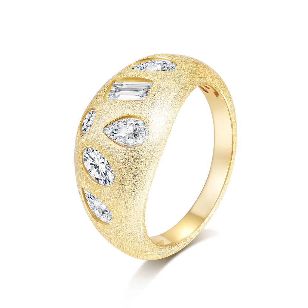 Italian Brushed Luxury Moissanite Ring in 14K Gold Plated 925 Silver | Moisse & Silver Co. | #78 - Moisse & Silver Co.