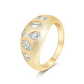 Italian Brushed Luxury Moissanite Ring in 14K Gold Plated 925 Silver | Moisse & Silver Co. | #78 - Moisse & Silver Co.