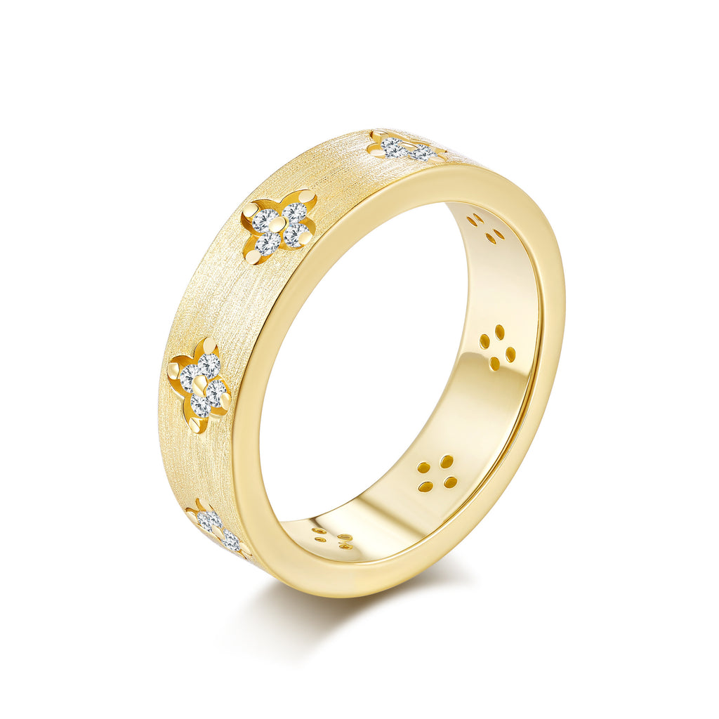 Italian Brushed Minimalist Star Moissanite Ring in 14K Gold Plated 925 Silver | Moisse & Silver Co. | #10 - Moisse & Silver Co.