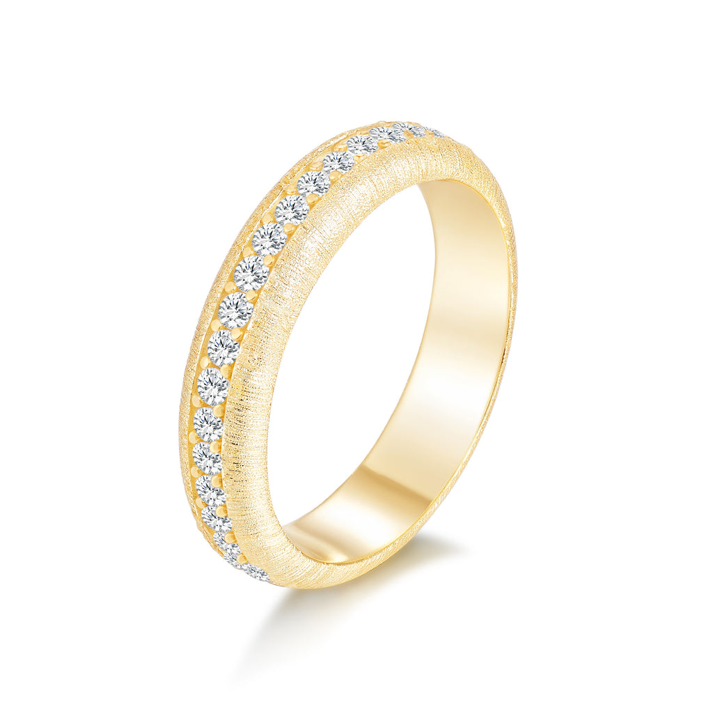 Italian Brushed Minimalist Luxury Floral Moissanite Ring in 14K Gold Plated 925 Silver | Moisse & Silver Co. | #39 - Moisse & Silver Co.