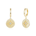 Italian Brushed Luxury Star Moissanite Earrings - 14K Gold Plated 925 Sterling Silver | MS-G125 in 14K Gold Plated 925 Silver | Moisse & Silver Co. - Moisse & Silver Co.