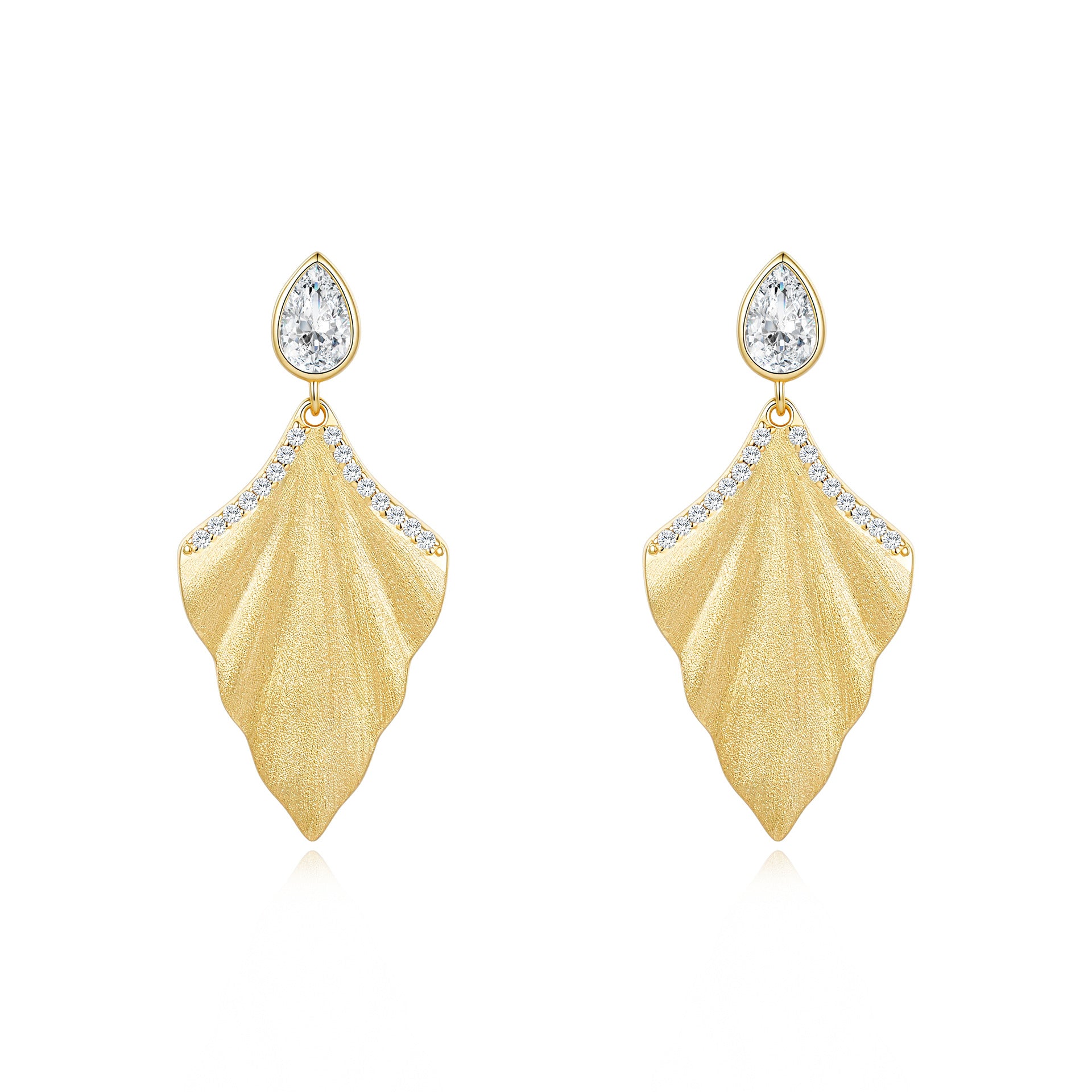 Italian Brushed Vintage Minimalist Luxury Moissanite Earrings - 14K Gold Plated 925 Sterling Silver | MS-G128 in 14K Gold Plated 925 Silver | Moisse & Silver Co. - Moisse & Silver Co.