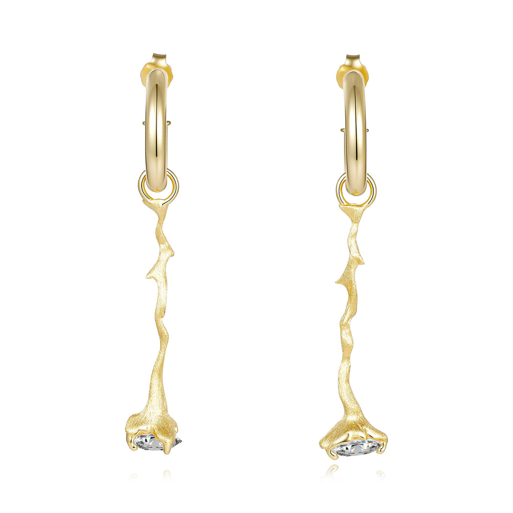 Italian Brushed Minimalist Moissanite Earrings in 14K Gold Plated 925 Silver | Moisse & Silver Co. | #97 - Moisse & Silver Co.
