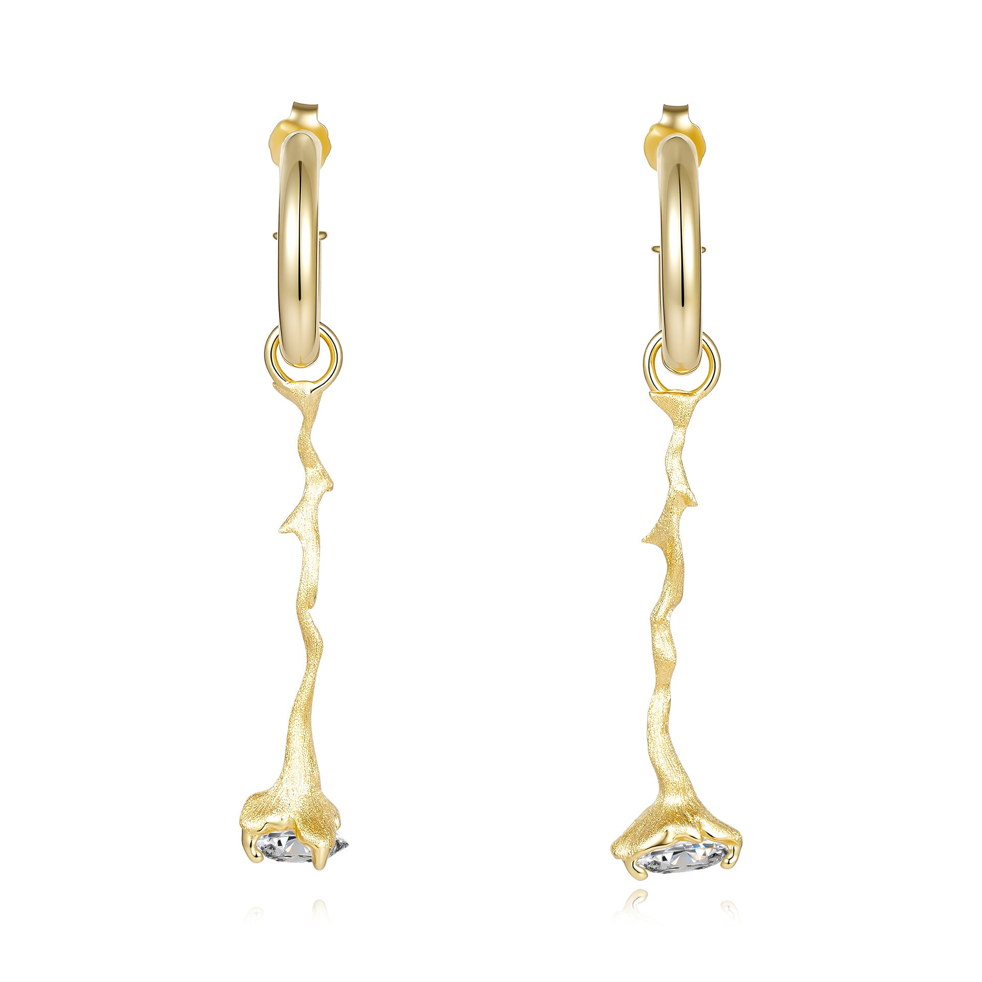 Italian Brushed Minimalist Moissanite Earrings in 14K Gold Plated 925 Silver | Moisse & Silver Co. | #97 - Moisse & Silver Co.