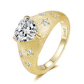 Italian Brushed Vintage Moissanite Ring in 14K Gold Plated 925 Silver | Moisse & Silver Co. | #74 - Moisse & Silver Co.