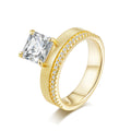 Italian Brushed Vintage Moissanite Ring in 14K Gold Plated 925 Silver | Moisse & Silver Co. | #49 - Moisse & Silver Co.