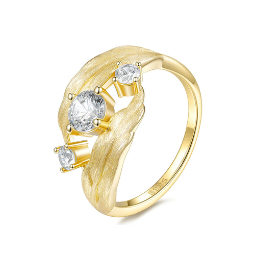 Artisan Crafted Moissanite Ring in 14K Gold Plated 925 Silver | Moisse & Silver Co. | #57 - Moisse & Silver Co.