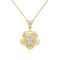 Italian Brushed Vintage Minimalist Luxury Floral Moissanite Necklace in 14K Gold Plated 925 Silver | Moisse & Silver Co. | #91 - Moisse & Silver Co.